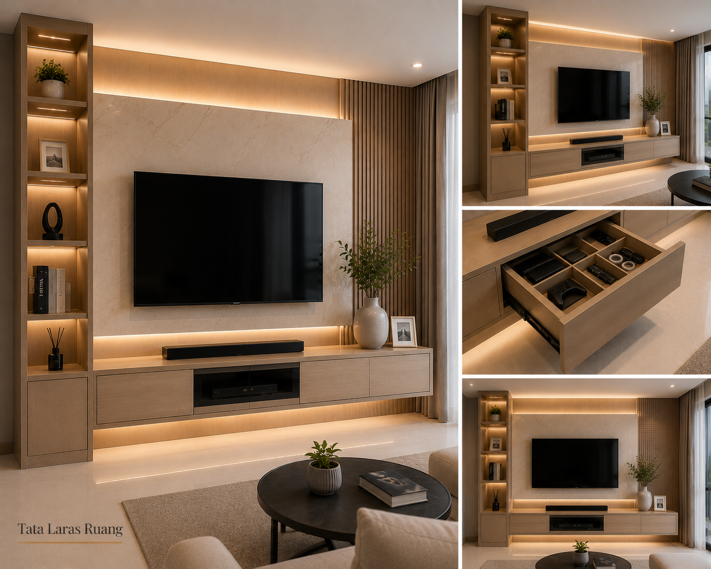 Backdrop TV custom rak display LED Cikarang Bekasi