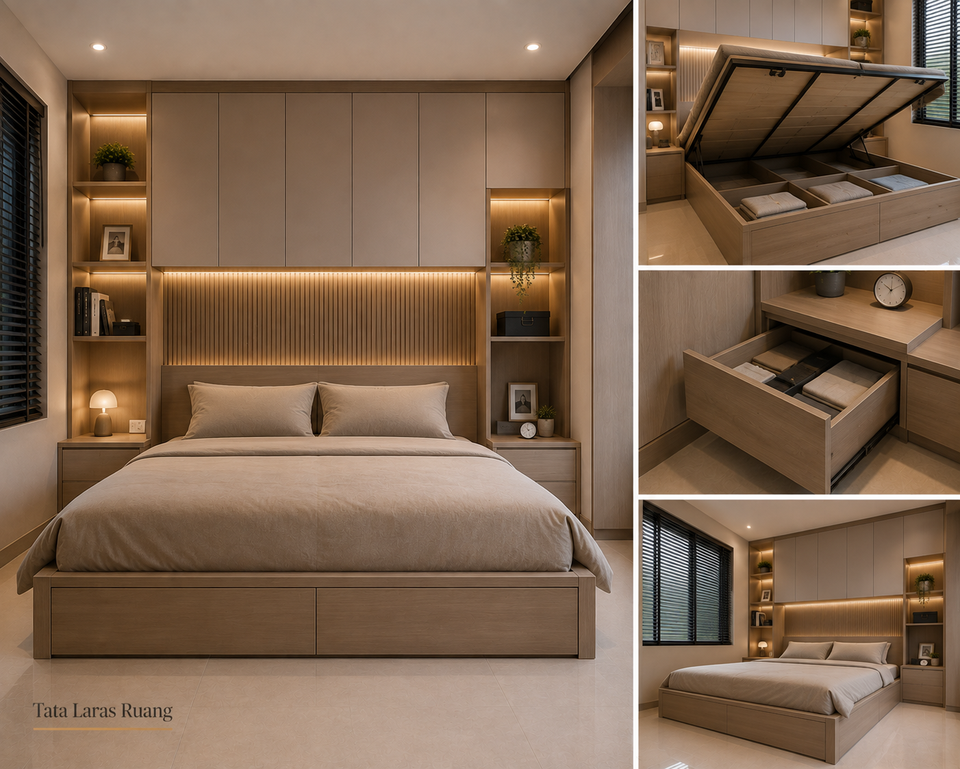 Dipan custom storage backdrop kamar tidur Cikarang